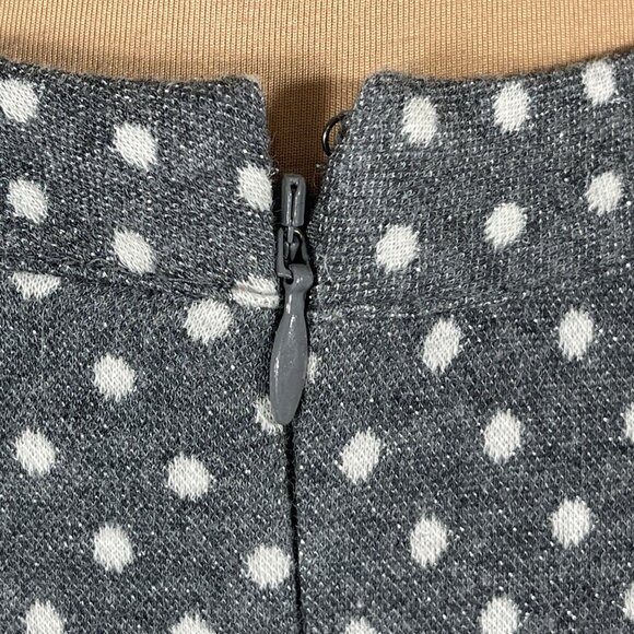 Loft Knit Sparkle Dot Dress Fit Flare Grey Cream Size 8 - Picture 4 of 7